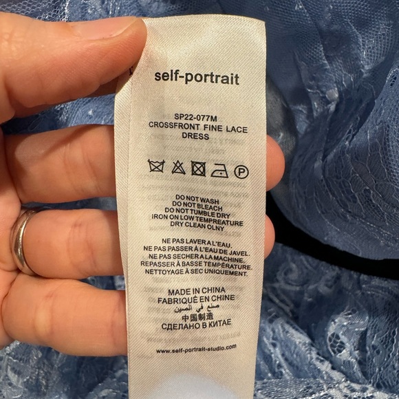 Self Portait Blue Cross Front Fine Lace Mini Dress - Picture 6 of 11